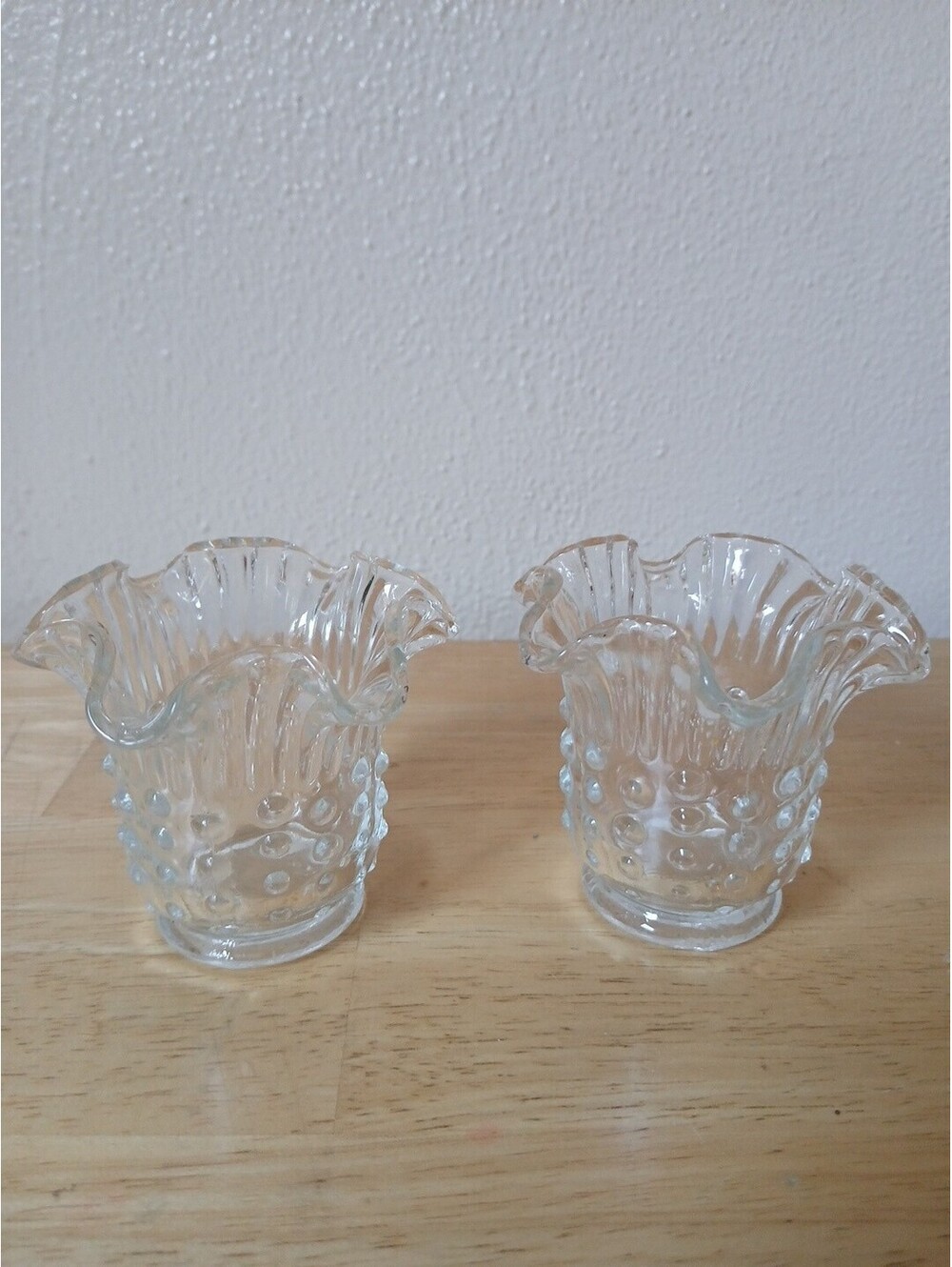 Home Decor Clear Crystal Glass Flower Design Candle Holders-Set of 2